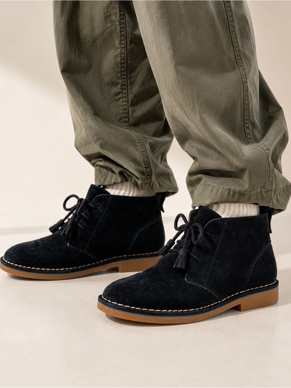 Hush Pppies navy women’s genuine suede leather ankle chukka boots lace up shoes